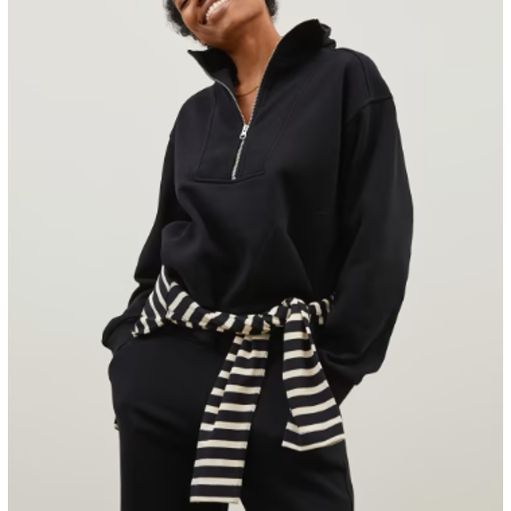 Everlane Black Half-Zip Sweatshirt